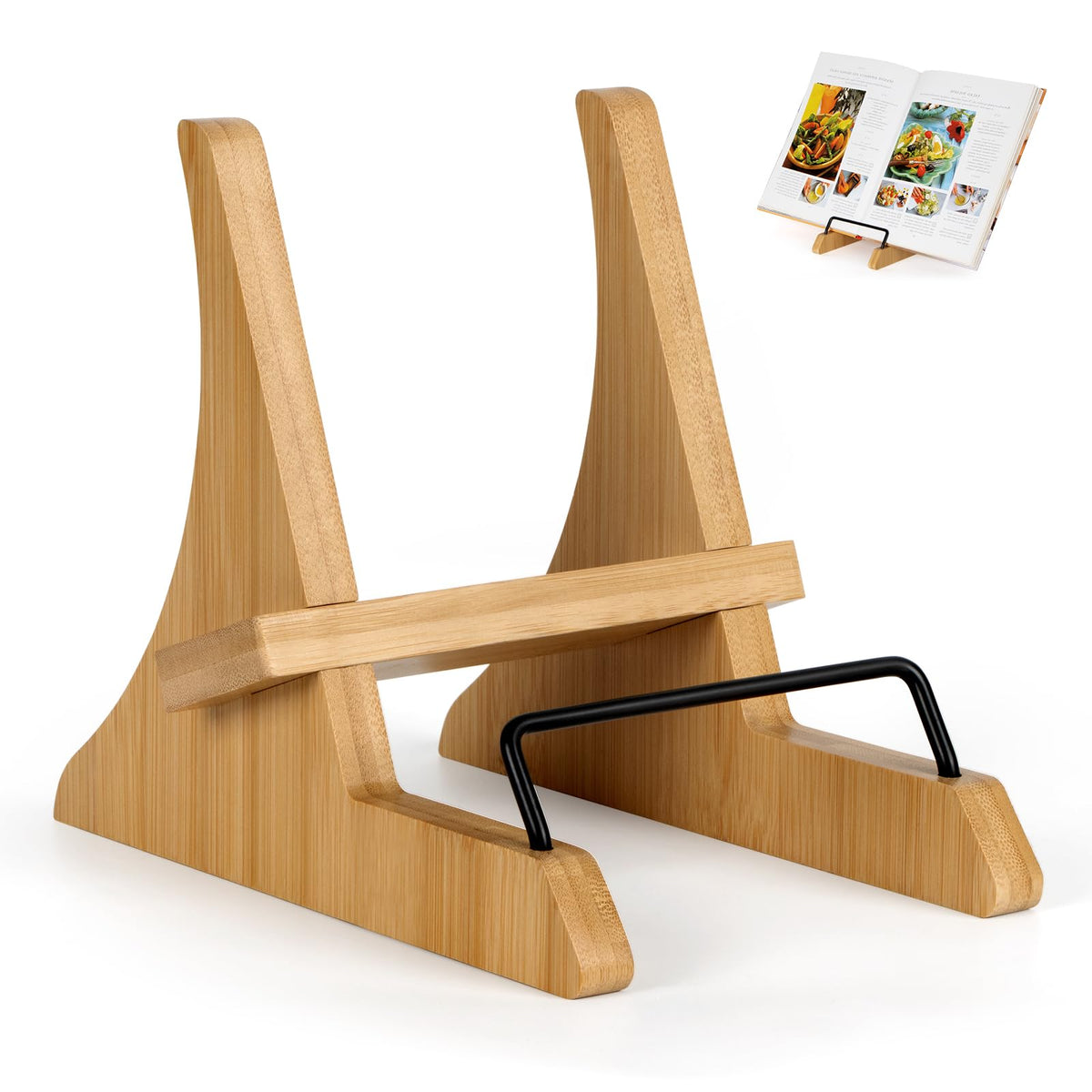 PUERSI: soporte para libro de cocina en bambú, diseño elegante para la encimera.