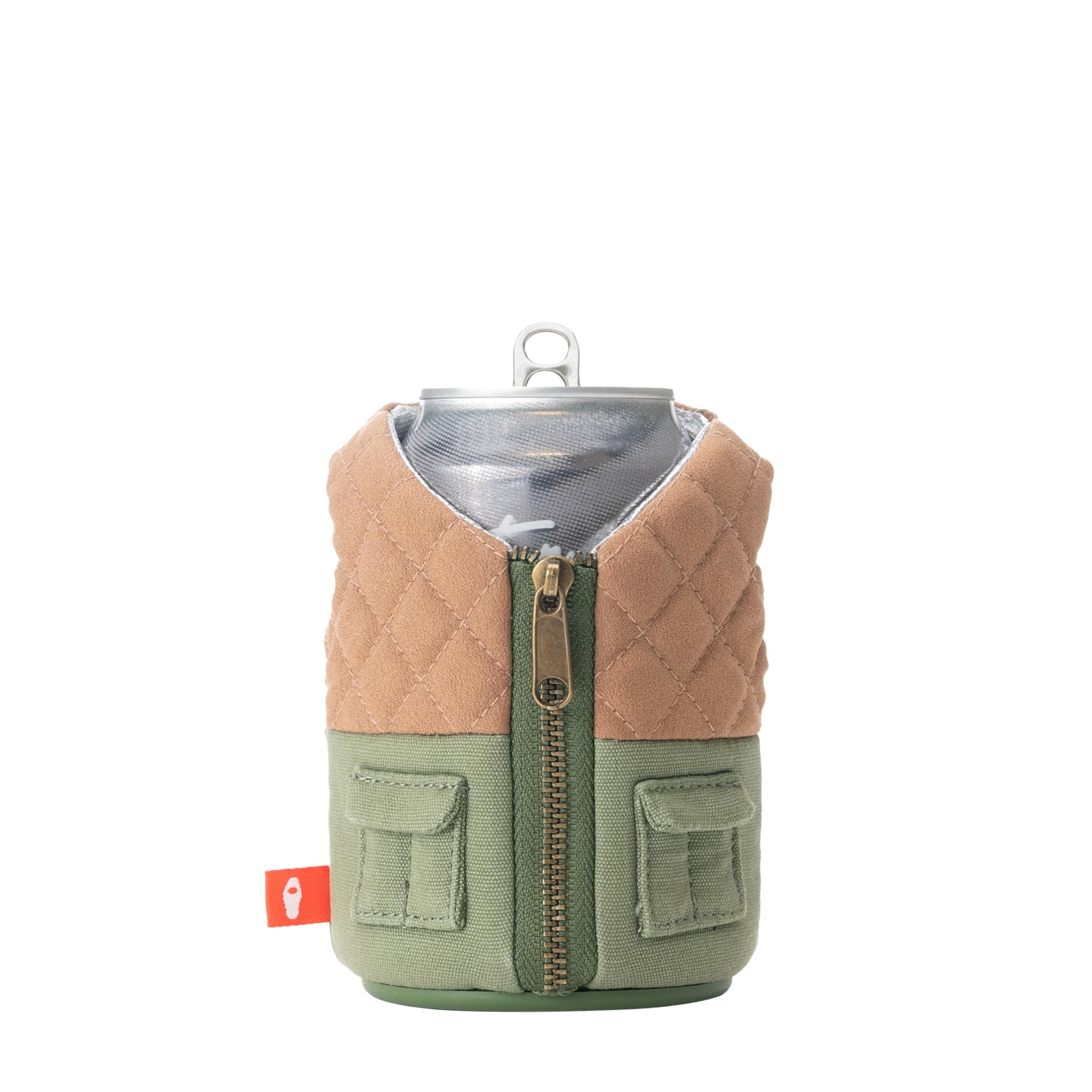 Puffin aislante para lata 12oz verde oliva mantiene bebidas frías al aire libre.