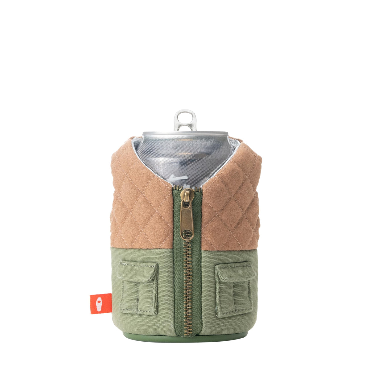 Puffin aislante para lata 12oz verde oliva mantiene bebidas frías al aire libre.