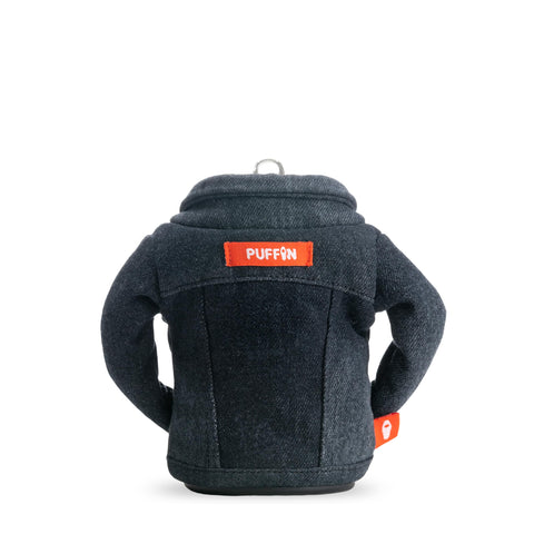 Puffin denim aislador cerveza fría ideal para reuniones al aire libre.