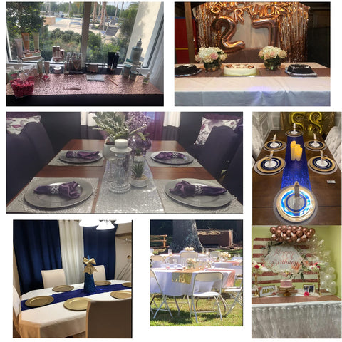 Pufogu acento plateado para mesas en fiestas y banquetes.