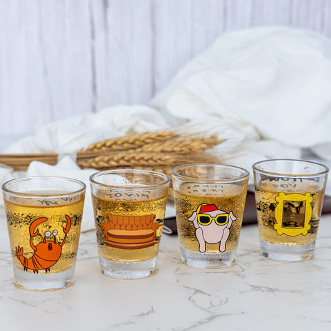 Vasos PuGez con citas famosas de Friends para reuniones divertidas.