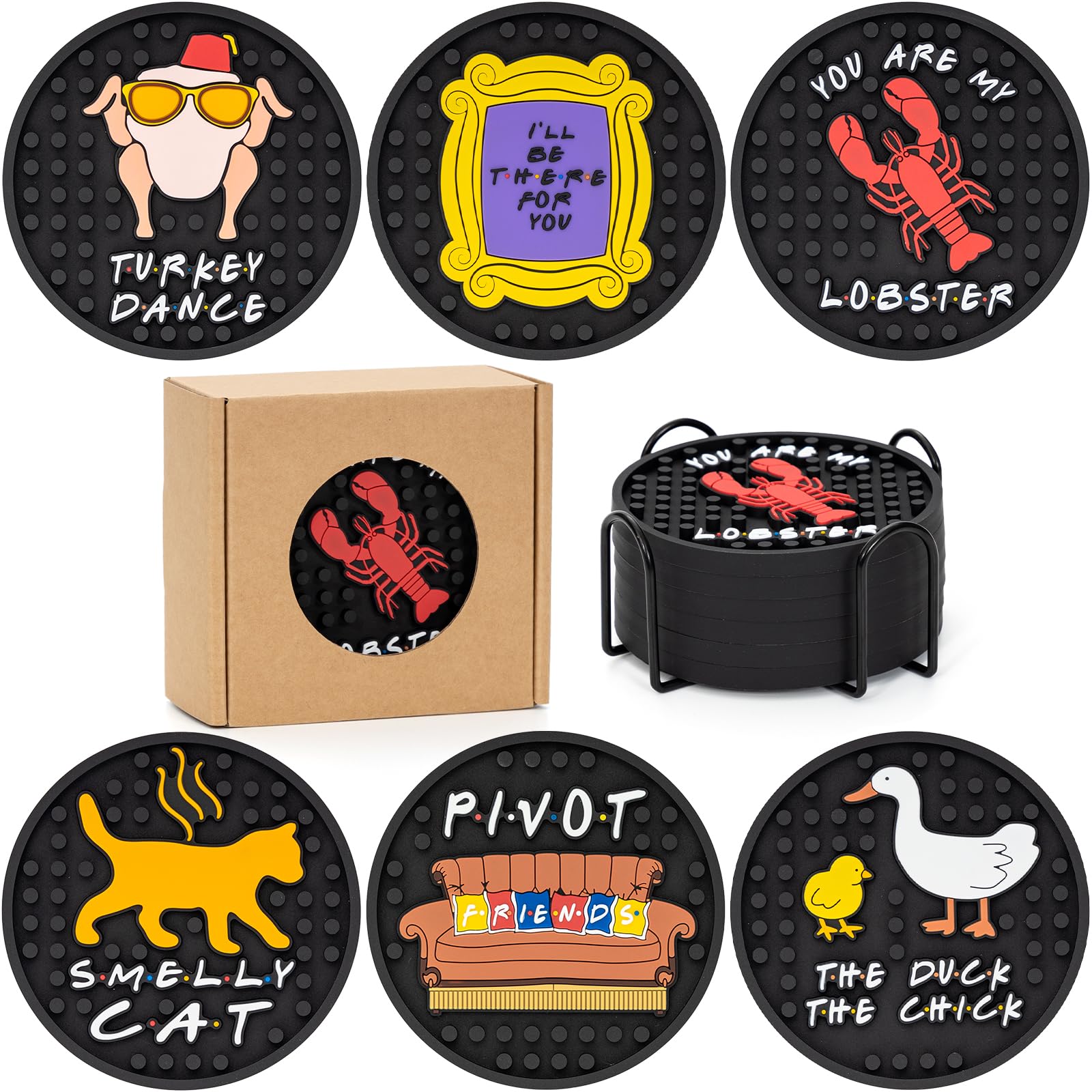 PuGez posavasos de silicona para la serie Friends con soporte, protección y estilo.