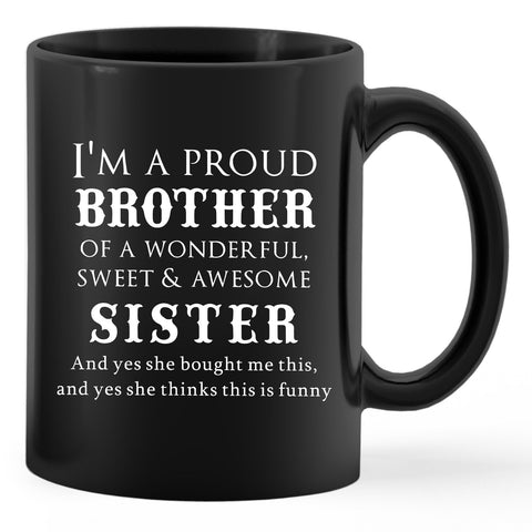 Taza PUHEI para hermano, vista frontal, ideal para café diario