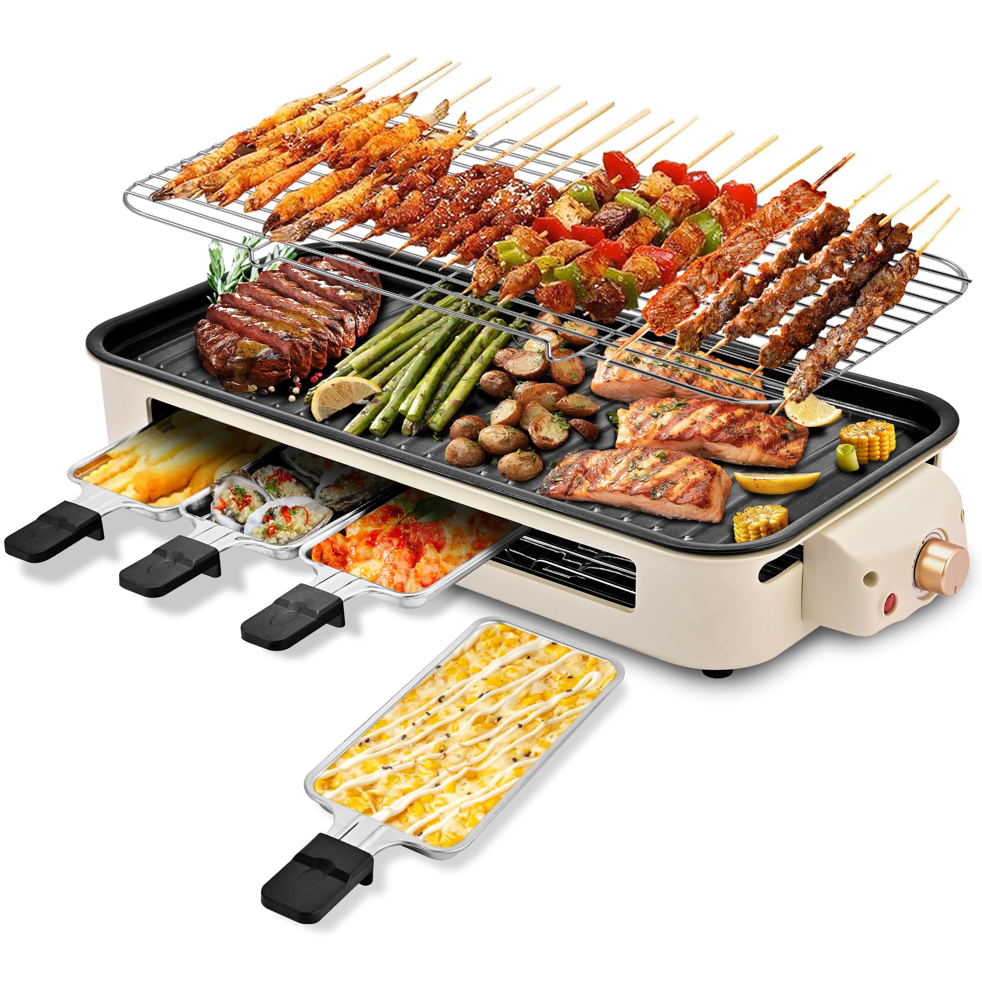 Pukomc Parrilla interior con superficie antiadherente para cocinar sin pegar