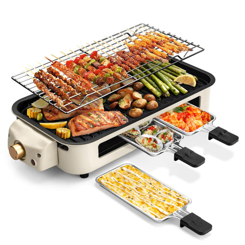 Pukomc parrilla eléctrica interior con placa antiadherente para cocinar sin pegar.