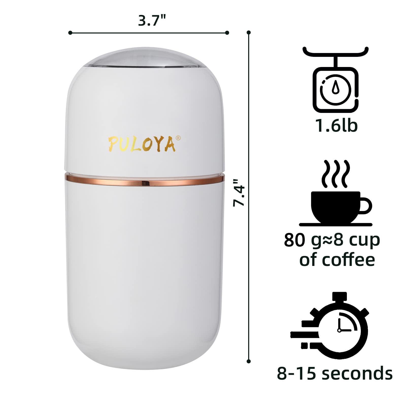 Puloya molinillo eléctrico de diseño compacto y ligero para la cocina.