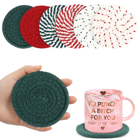 Conjunto de posavasos Puluole rojo-verde, set de 6, protege la mesa.