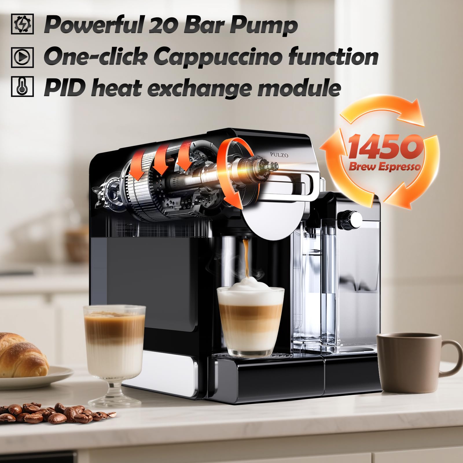 PULZO tecla única para capuchino con leche espumosa