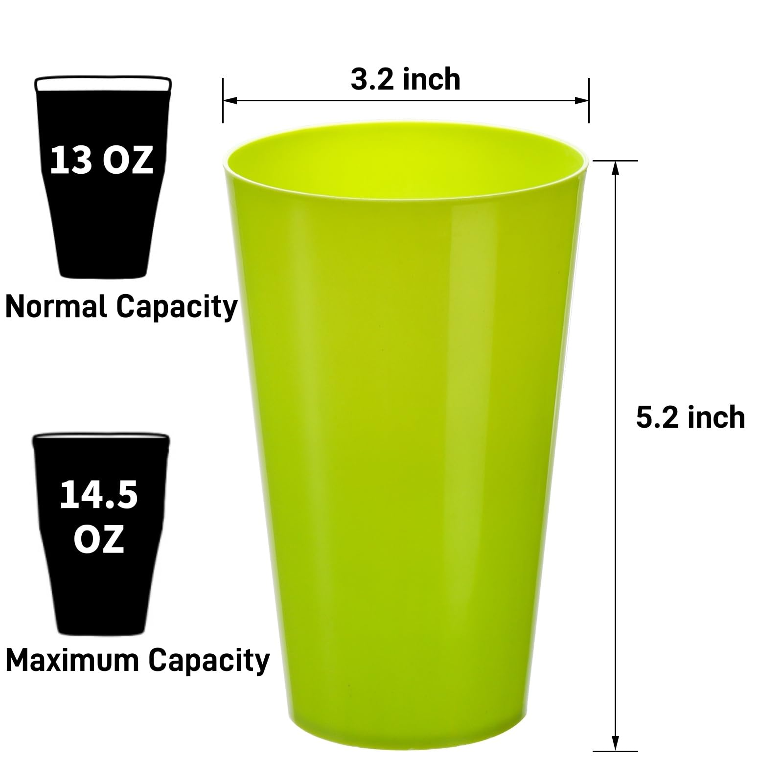 Vaso plástico cónico Pumtus, apilable para ahorrar espacio