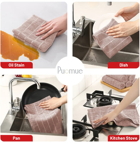 Puomue: set de 12 piezas microfibra, ideal para platos y vasos.