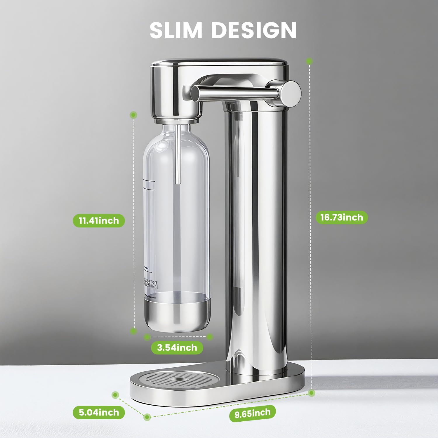 Pupdumm carbonatador-diseño-compacto, ahorro de espacio.