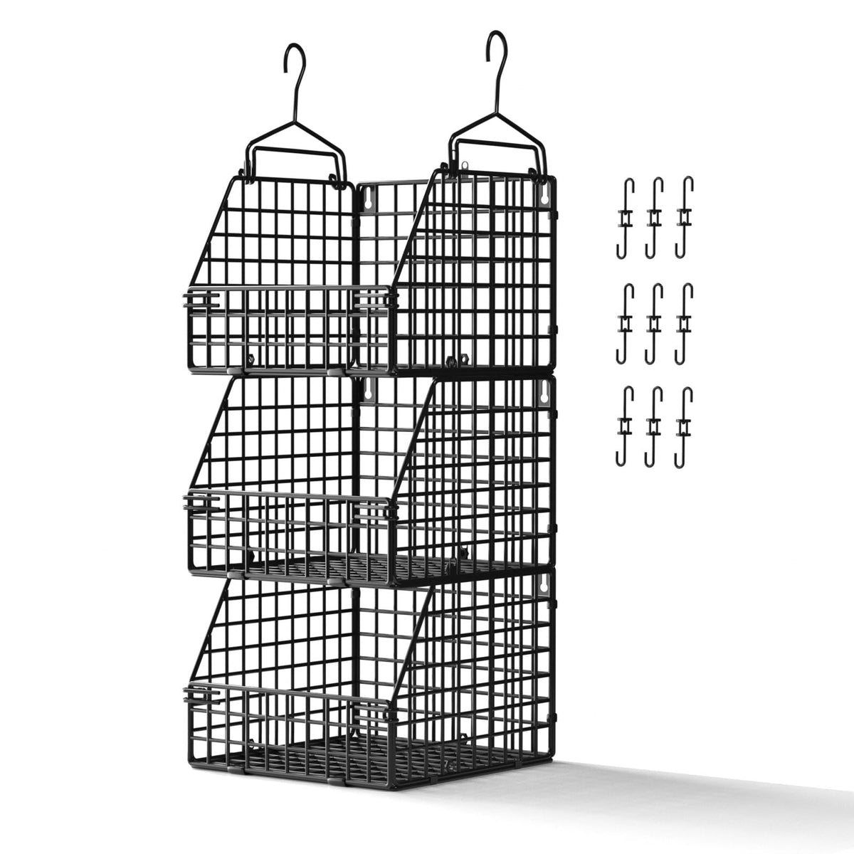 PUPPYCUTE cesta-colgante-grande-profunda-3-niveles para closet con mayor capacidad.