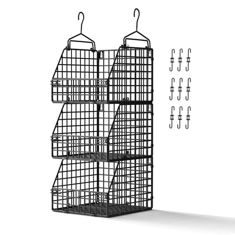 PUPPYCUTE cesta-colgante-grande-profunda-3-niveles para closet con mayor capacidad.