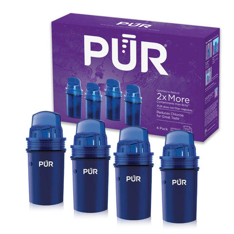 PUR frontal del pack de cuatro filtros mostrando producto y facilidad