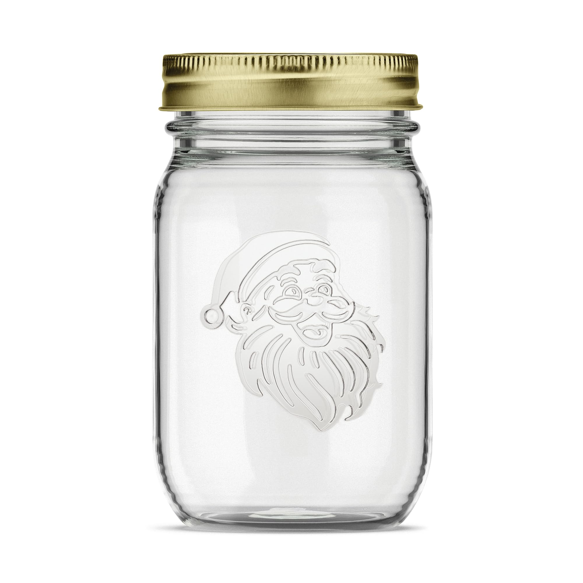Pur Mason tarro 473 ml con tapa dorada y banda, diseño navideño, para conservar mermeladas.