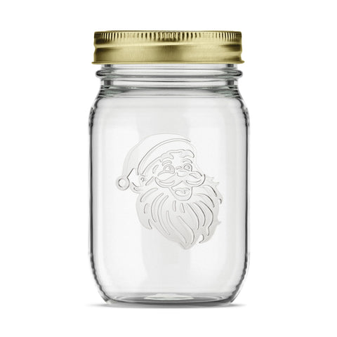Pur Mason tarro 473 ml con tapa dorada y banda, diseño navideño, para conservar mermeladas.
