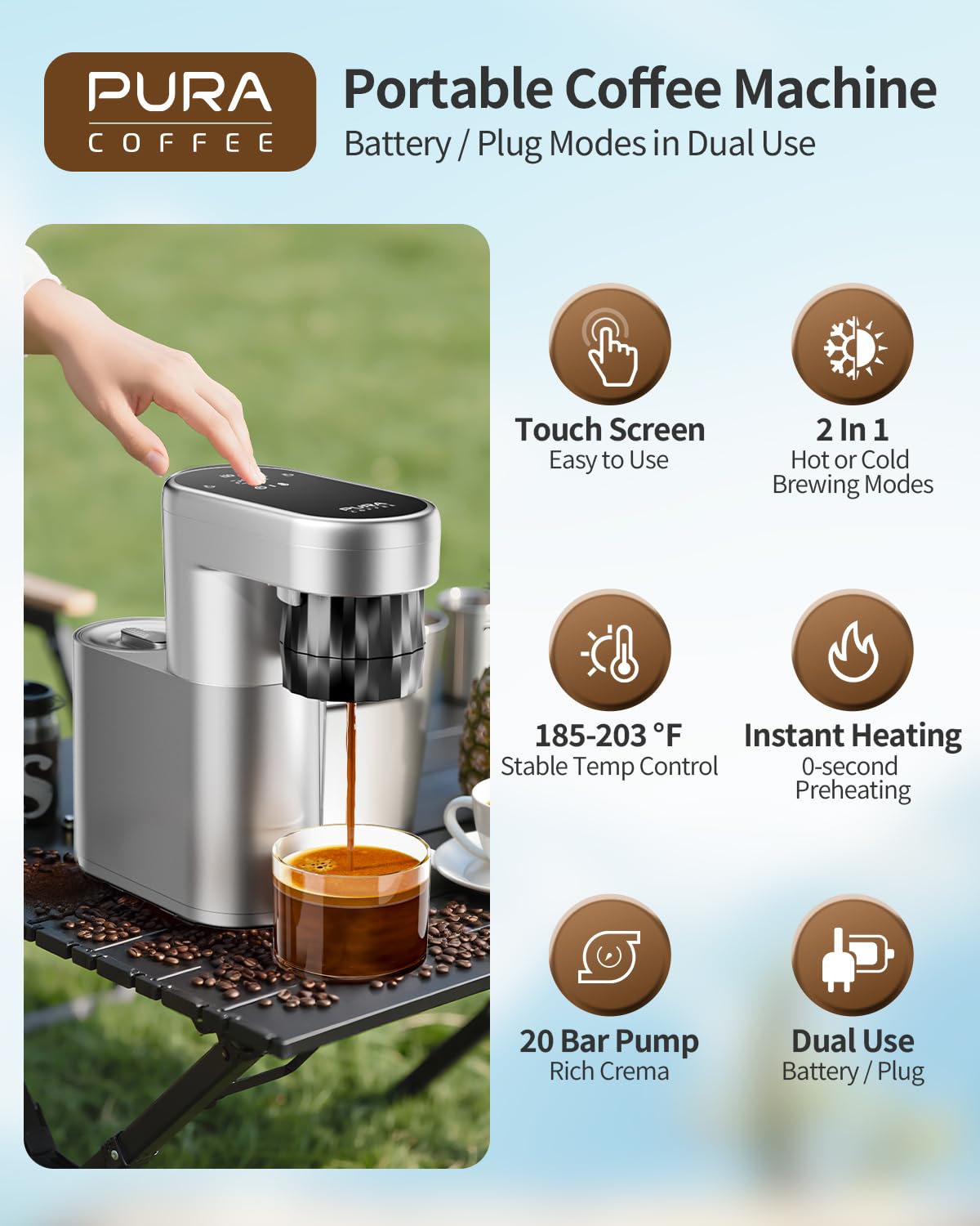 Pura Coffee C1 Pro: calentamiento instantáneo y crema rica a cada extracción