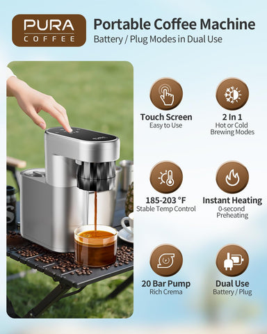 Pura Coffee C1 Pro: calentamiento instantáneo y crema rica a cada extracción
