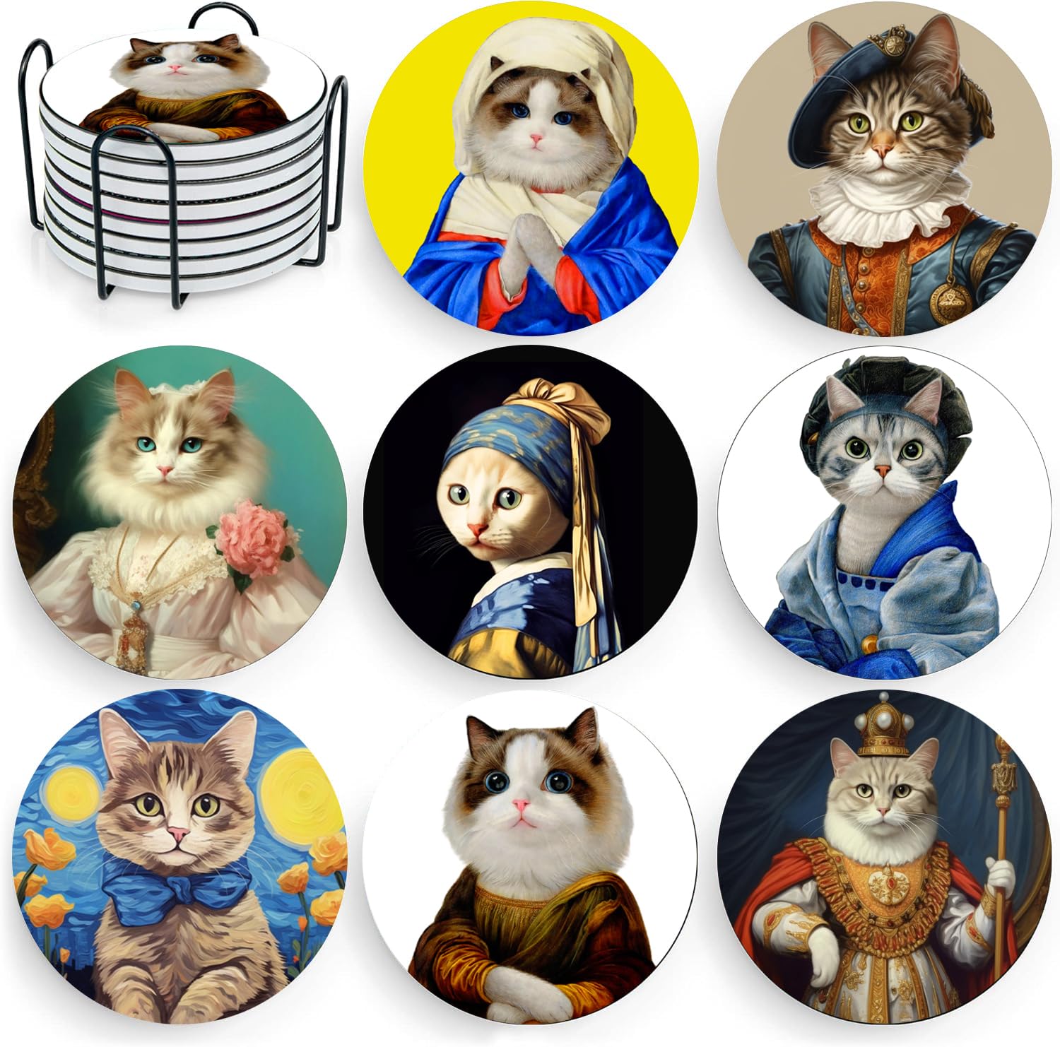 Puraikcmi posavasos gatos arte clasico para mesa elegante