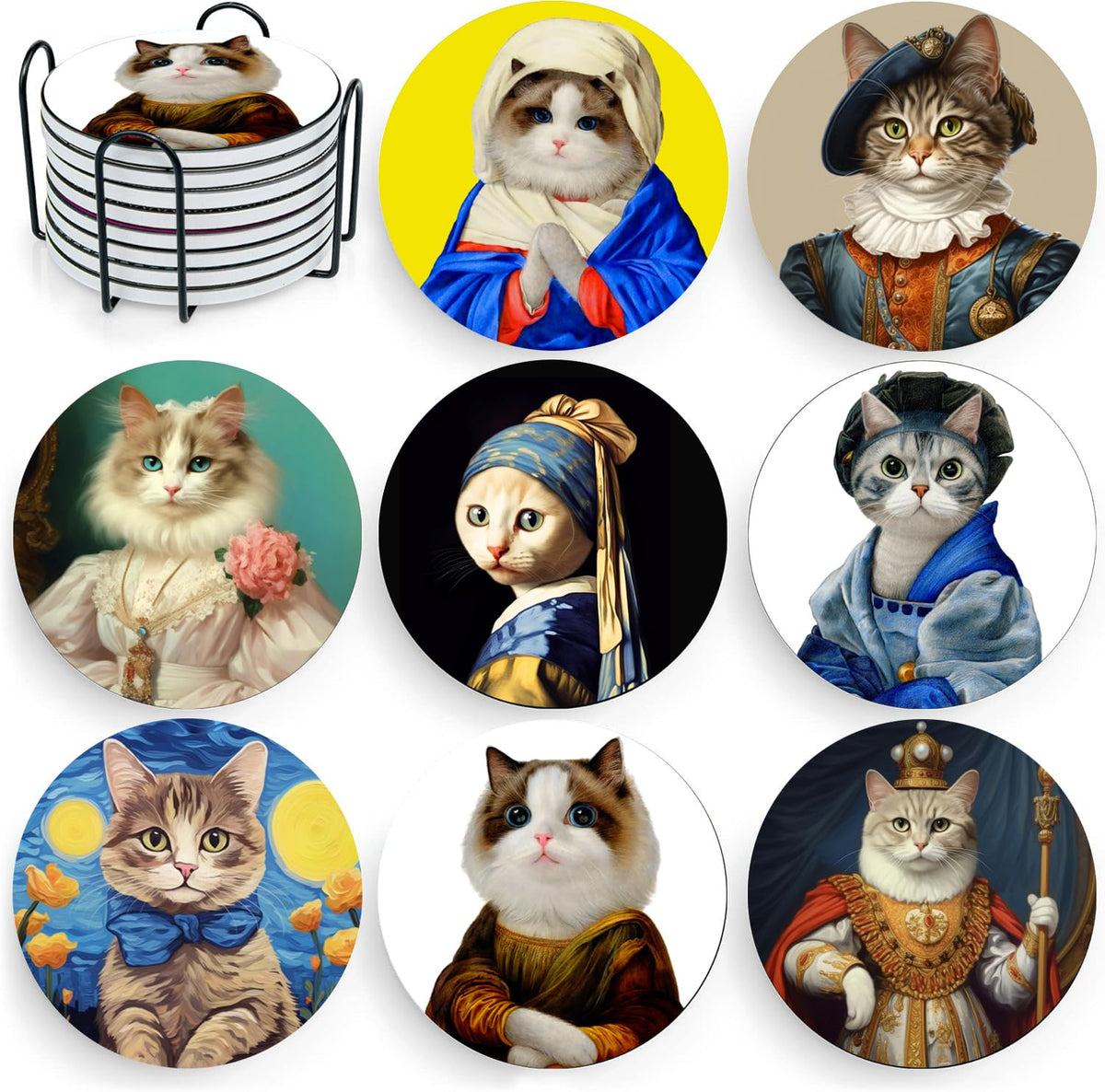 Puraikcmi posavasos gatos arte clasico para mesa elegante