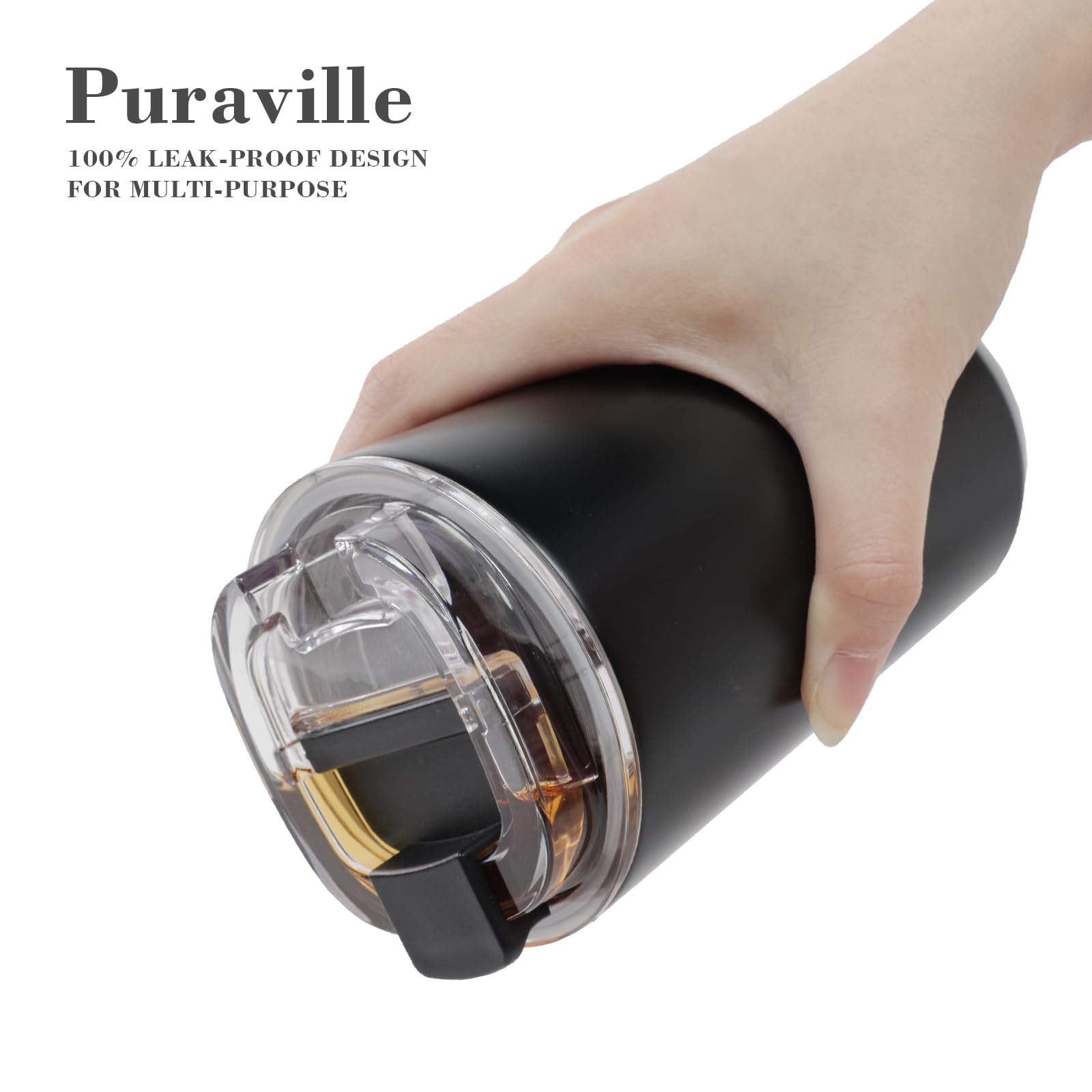Puraville diseño delgado y ergonómico para un agarre cómodo.