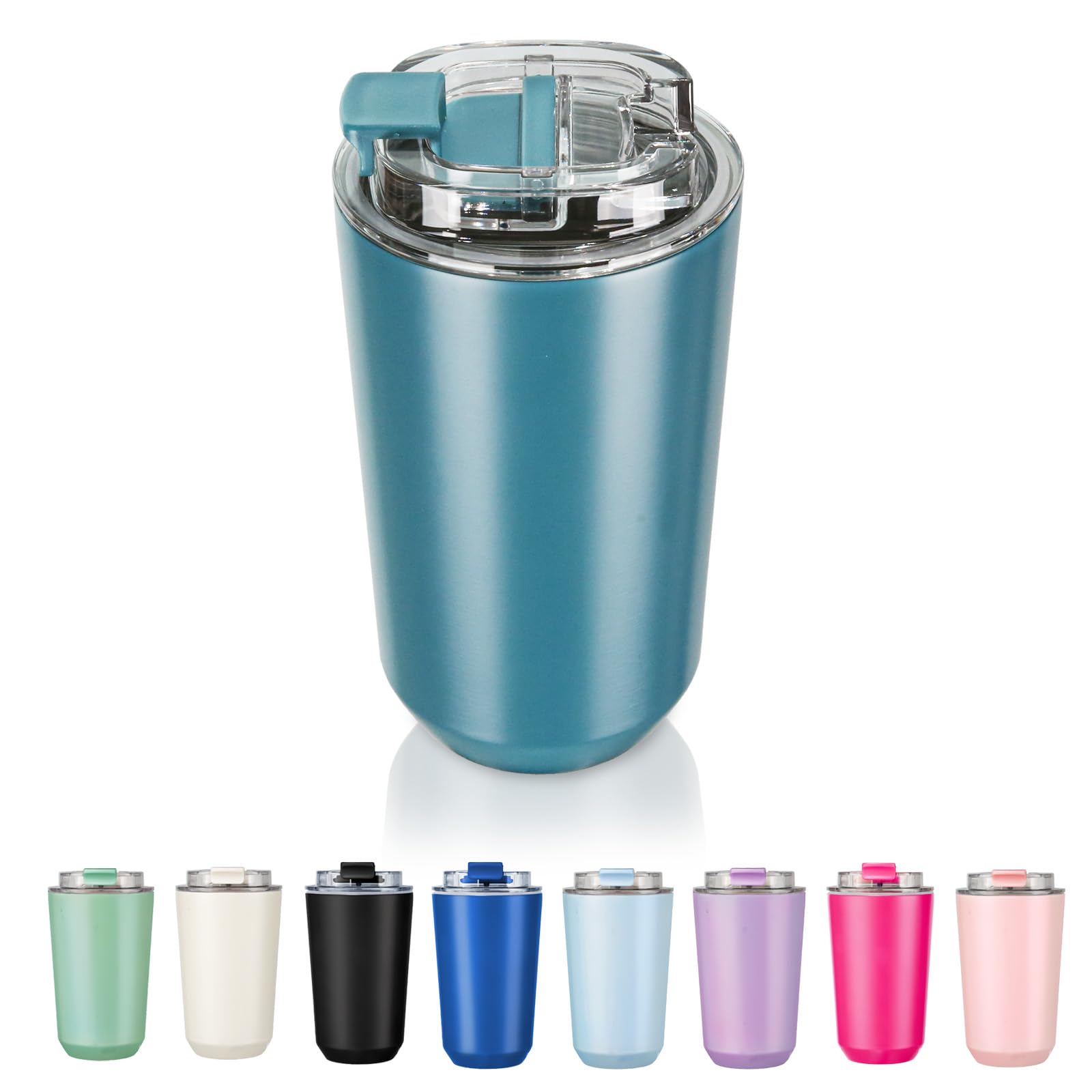 Puraville taza aislada 14 oz con tapa voltear cerrada para evitar derrames