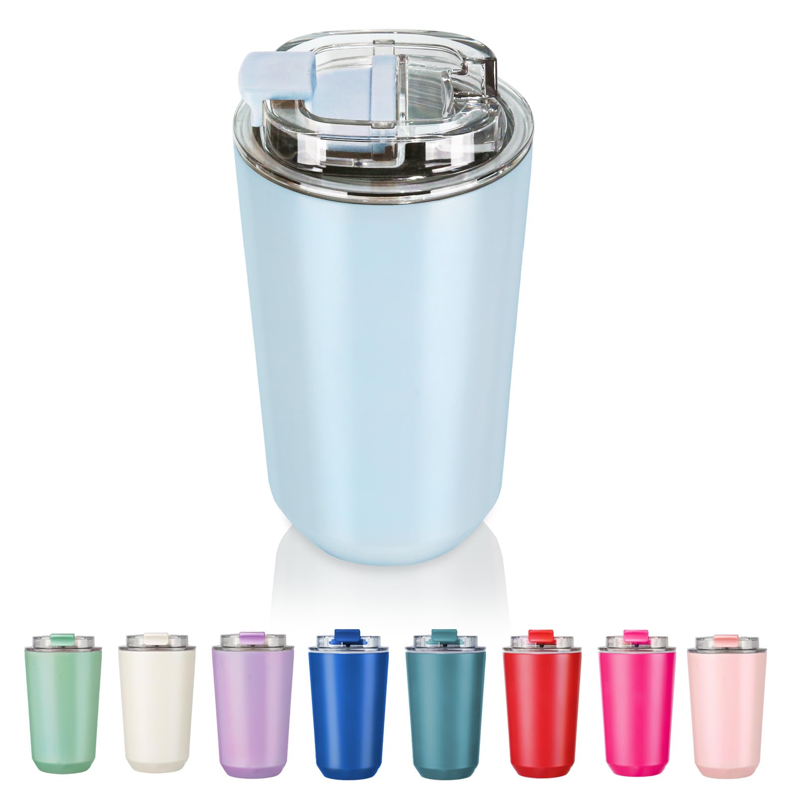 Puraville taza aislada con tapa 14oz, ideal para mantener bebidas frías o calientes.