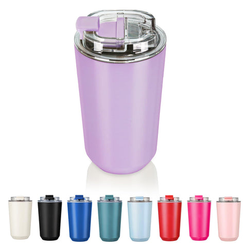 Puraville taza termo doble pared lilas mantiene la bebida fría por horas