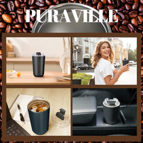 Puraville vaso aislado 10 onzas diseño ergonomico facilita agarre.