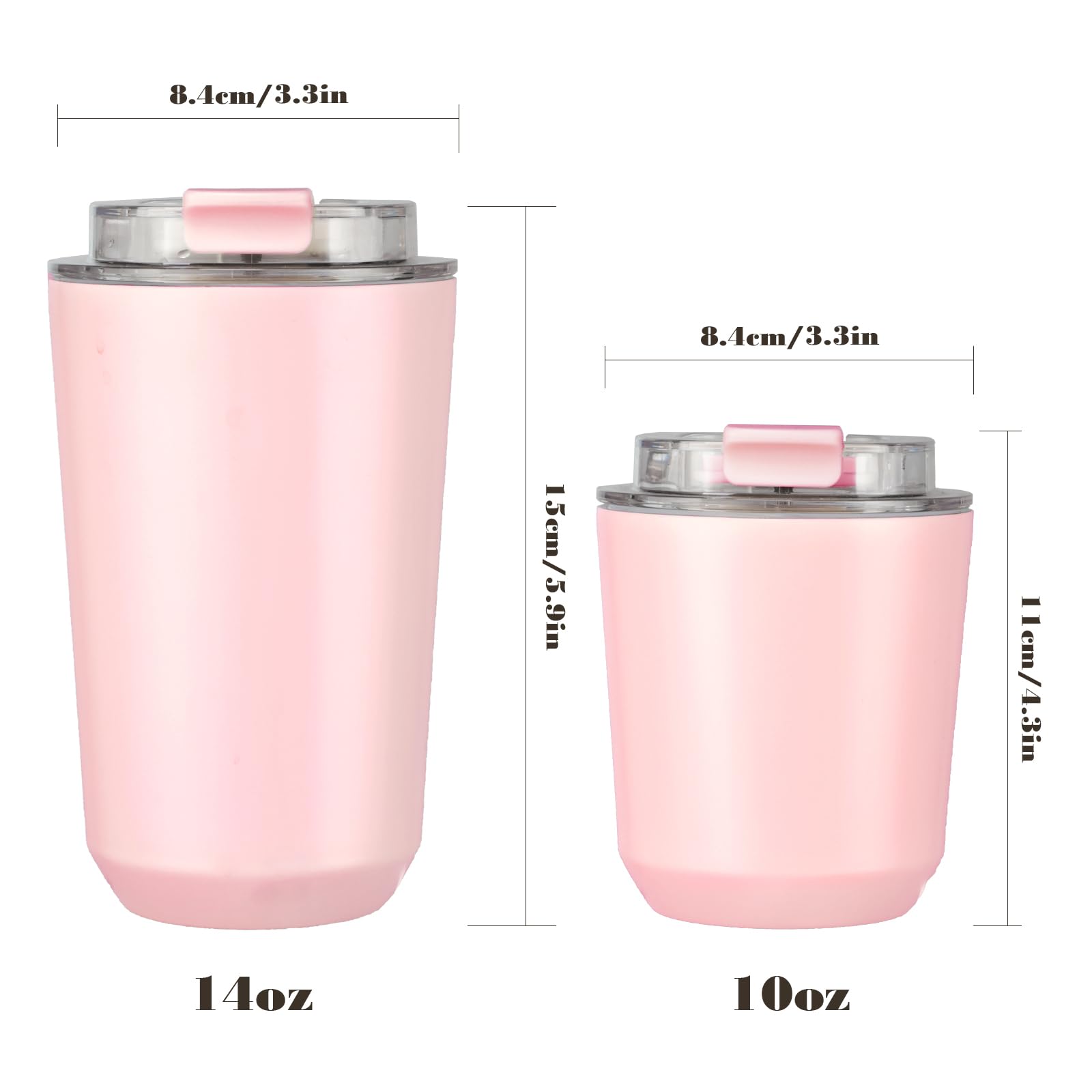 Puraville vaso aislado 14oz rosa, acabado mate, agarre cómodo y anti huellas.