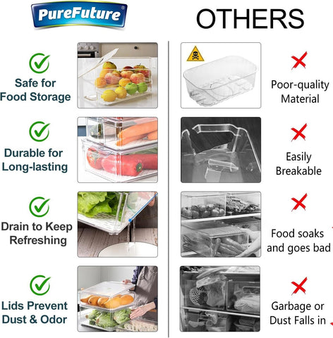 Pure Future: diseño apilable para optimizar espacio en frigorífico y despensa.