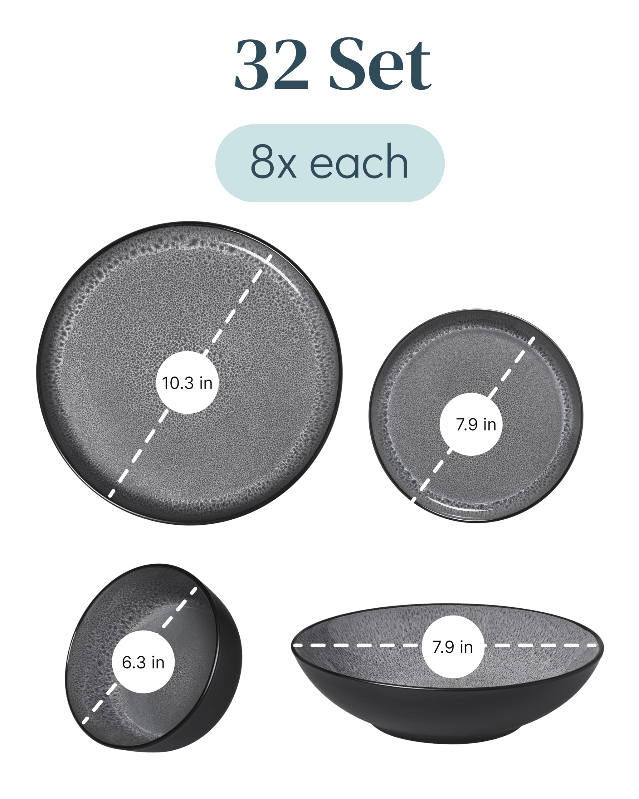 Pure Living platos hondos en gres gris, ideales para sopas y guisos