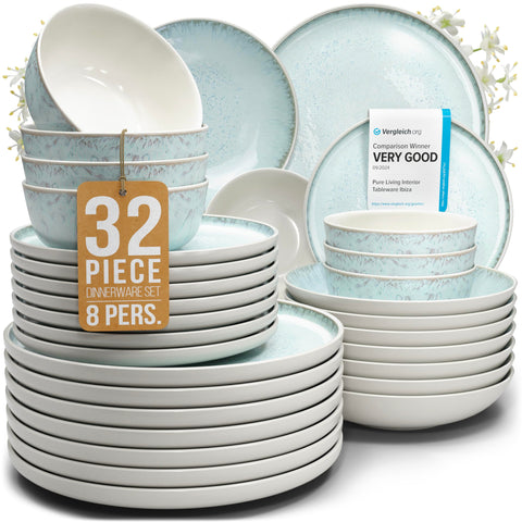 Pure Living vajilla piedra cerámica 32 piezas para 8 comensales, estilo moderno.