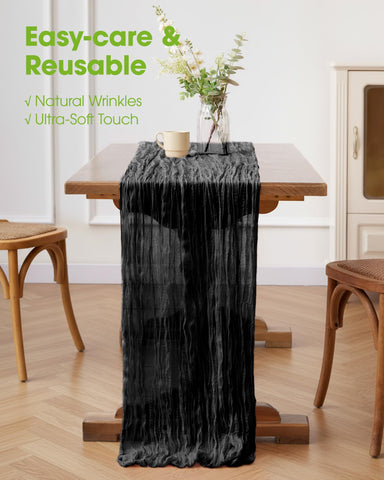 Pureegg mantel negro con costuras reforzadas para uso repetido sin perder forma