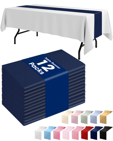 Cinta de mesa Pureegg Navy, 12 unidades, cobertura uniforme para fiestas.