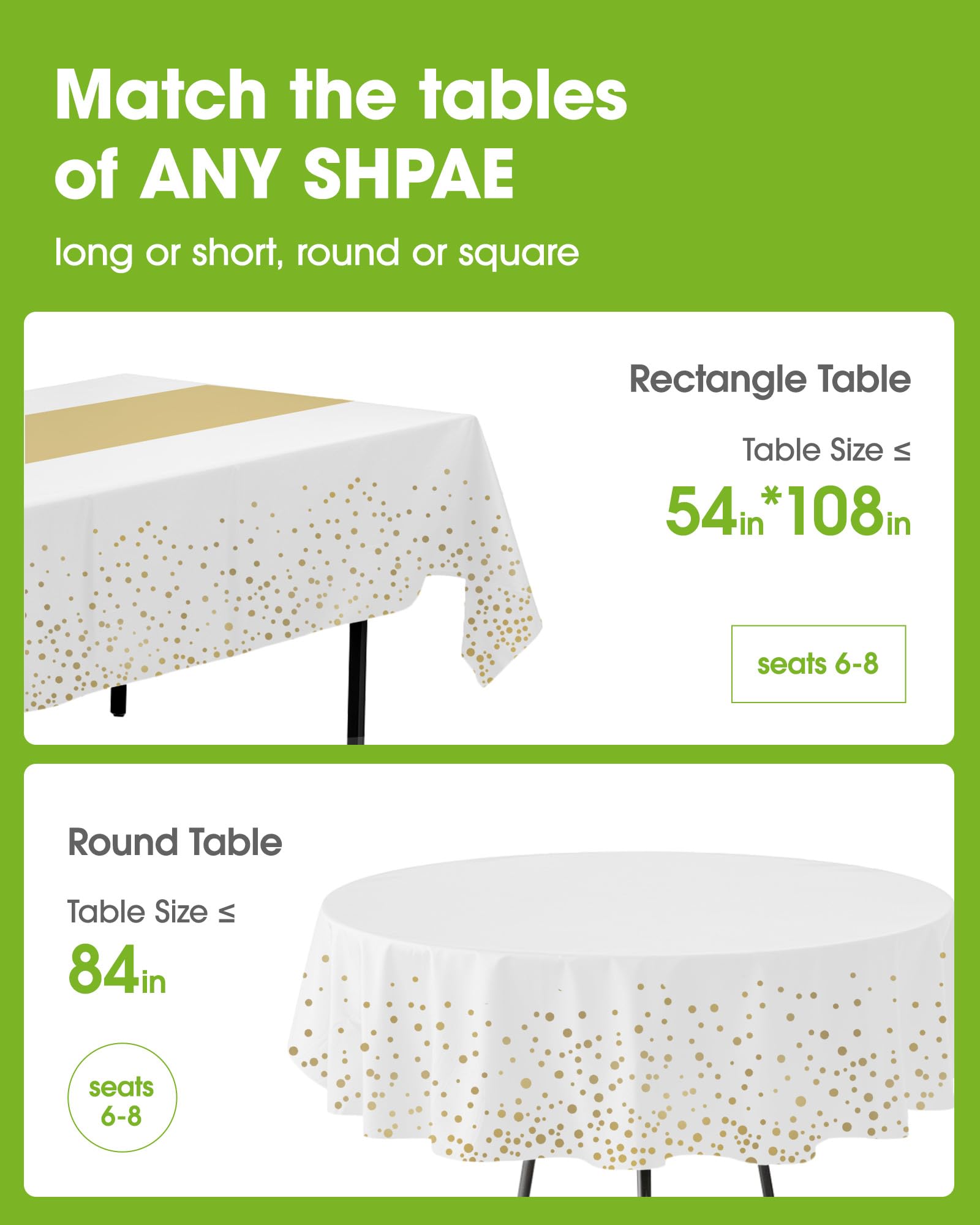 Cubierta de mesa Pureegg plástico rectangular, impermeable para derrames en cualquier evento.