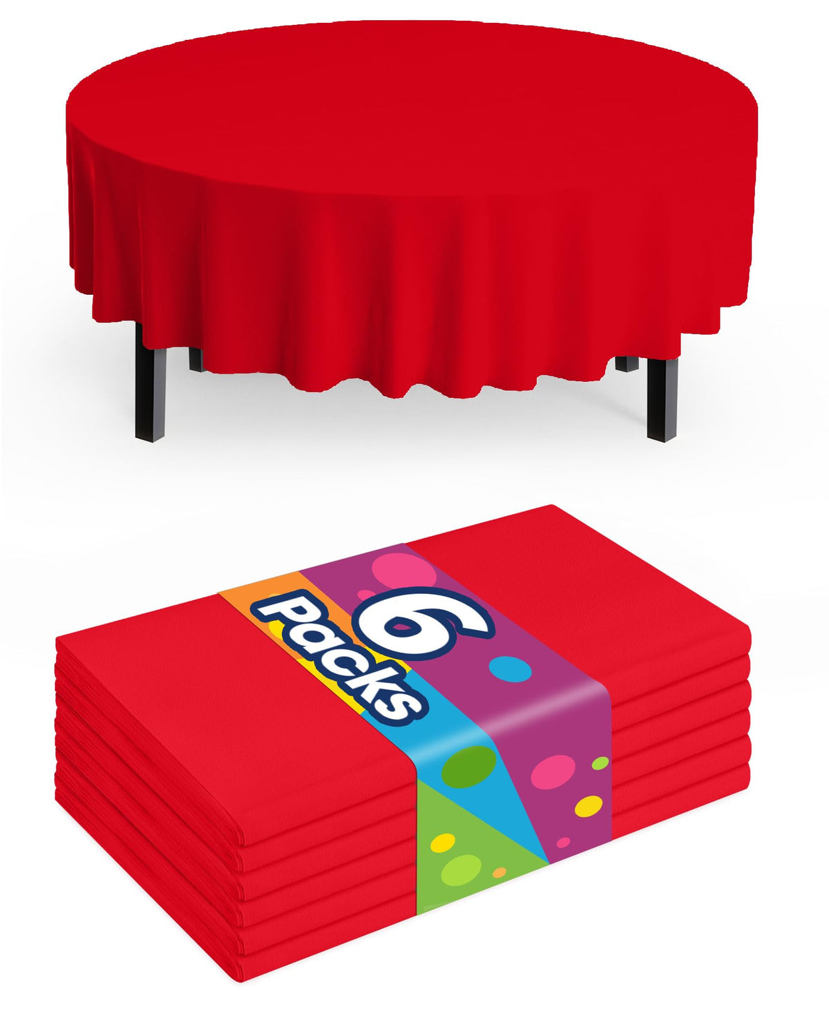Pureegg cubremesa plástico redondo 84 pulgadas rojo para cenas limpias y elegantes.