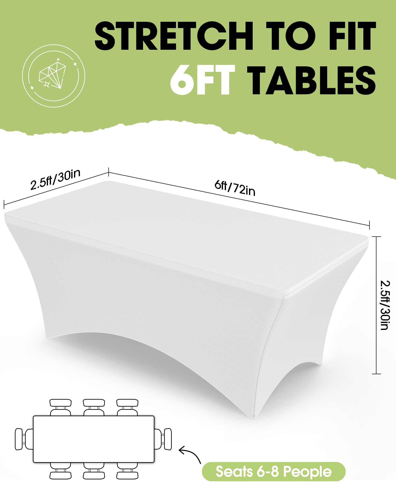 Pureegg funda de mesa spandex 6ft resistente a arrugas, ideal para montaje rápido.