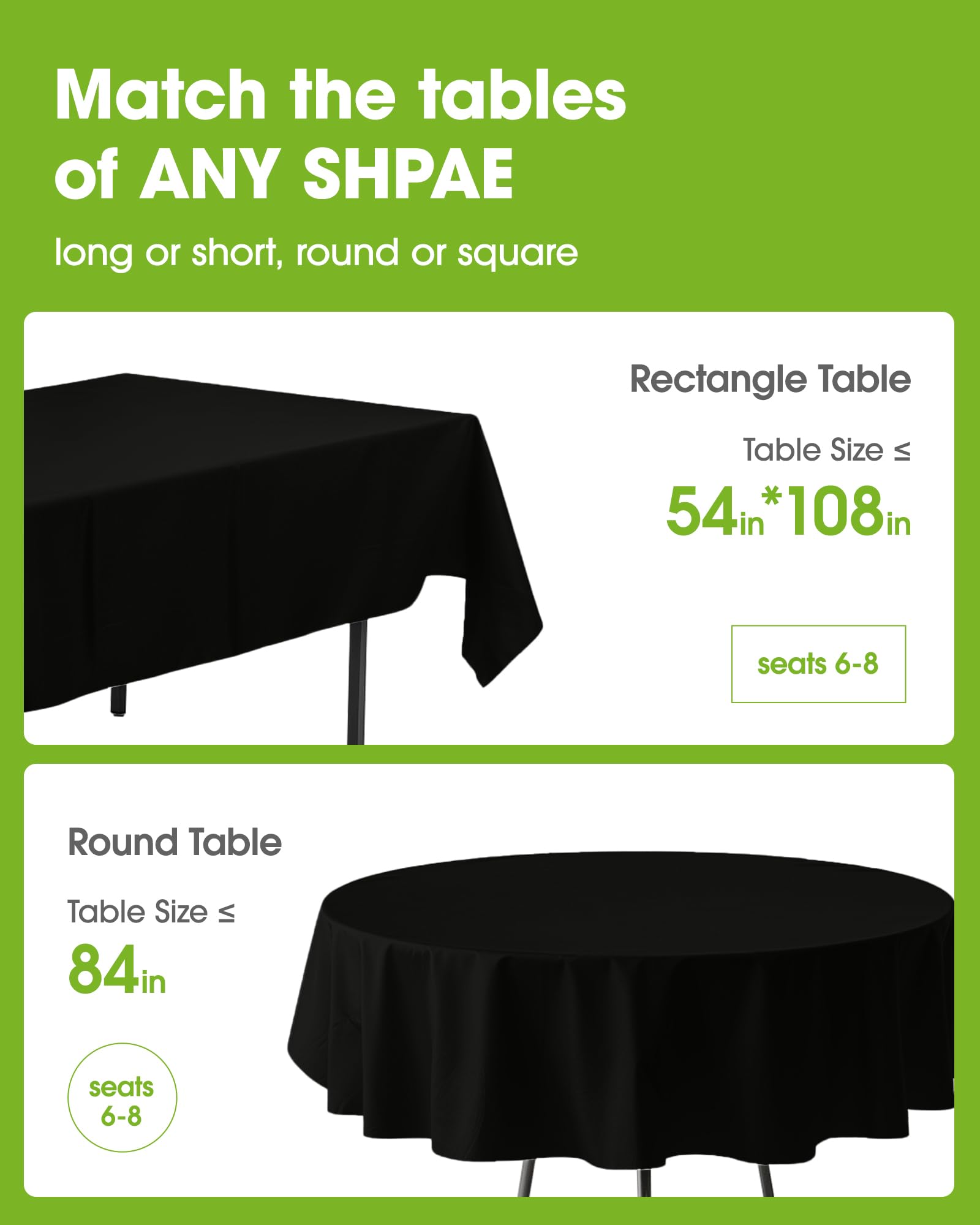 Juego de manteles desechables negros Pureegg para eventos.