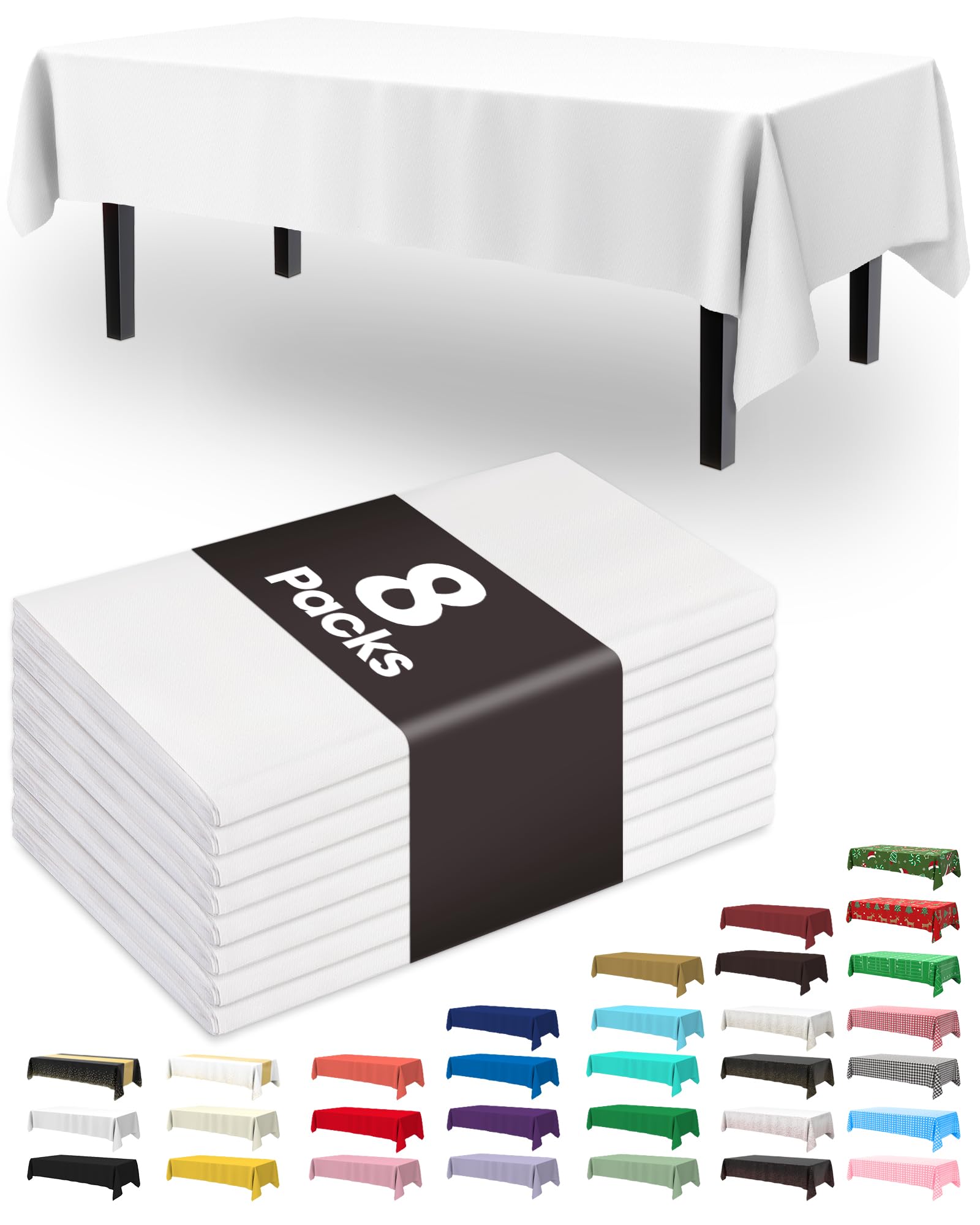 Pureegg mantel desechable 54x108 blanco rectangular, protección impermeable contra derrames en la mesa.