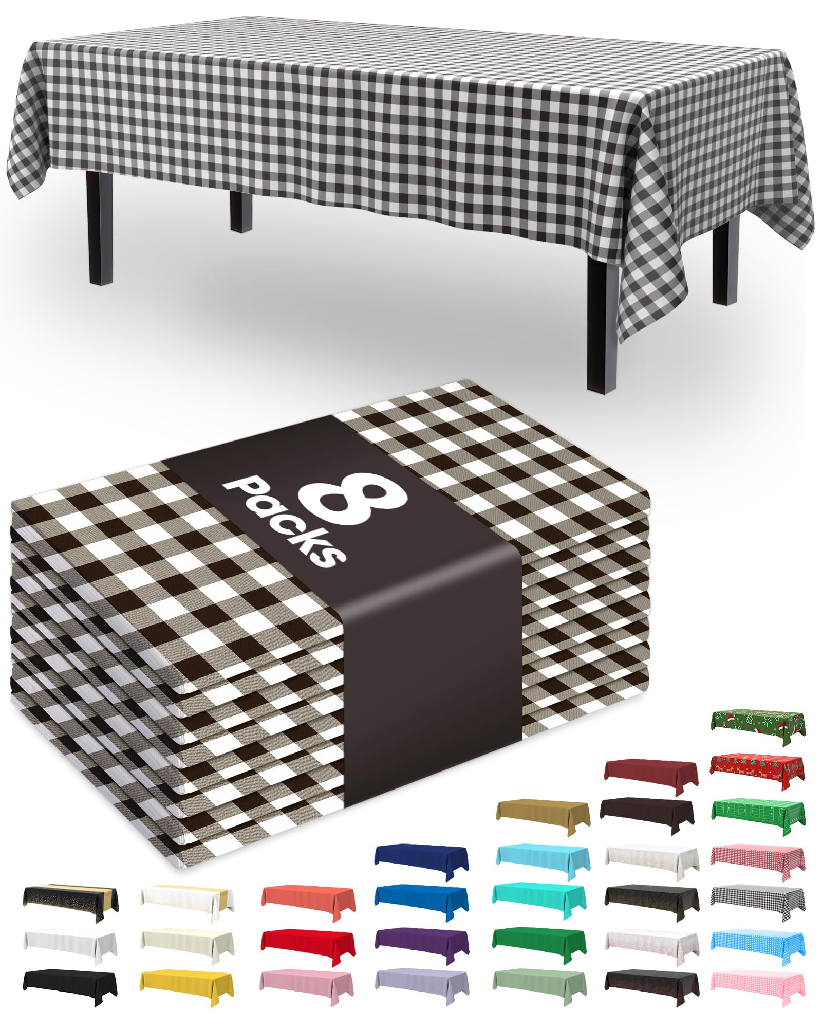 Mantel desechable Pureegg en negro y blanco a cuadros, protege la mesa de derrames