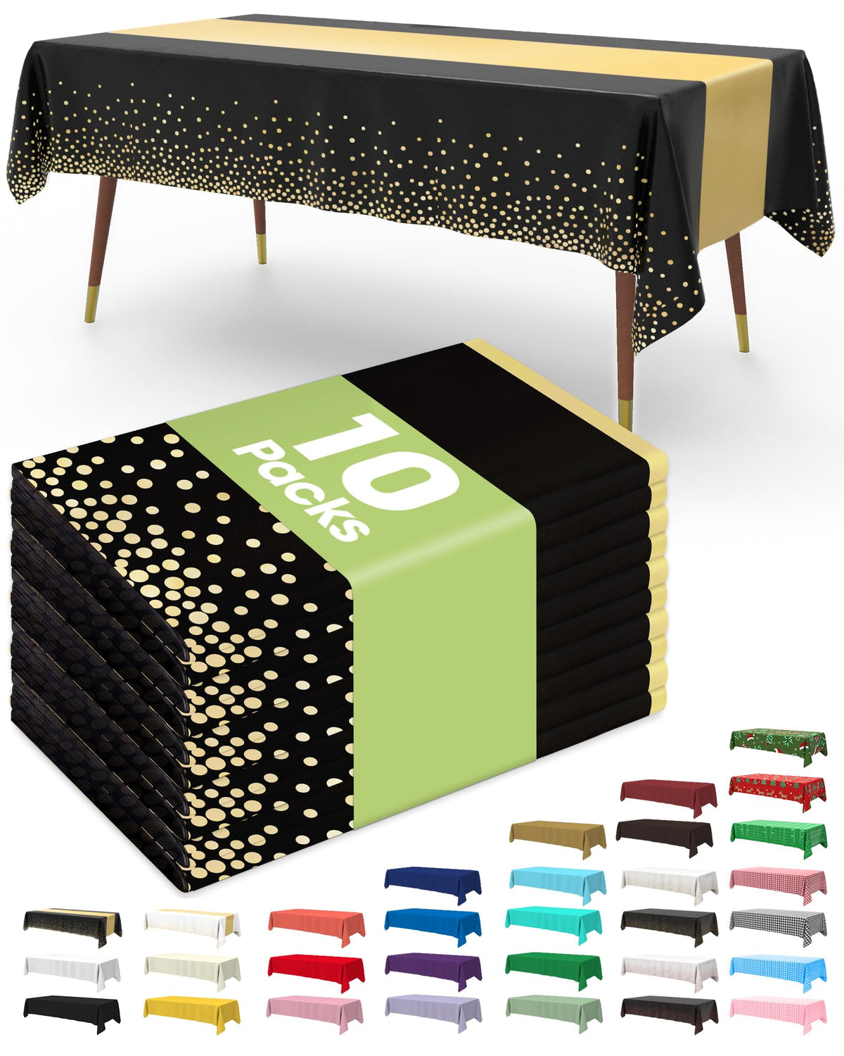 Mantel desechable Pureegg 54x108 sobre mesa, listo para fiestas