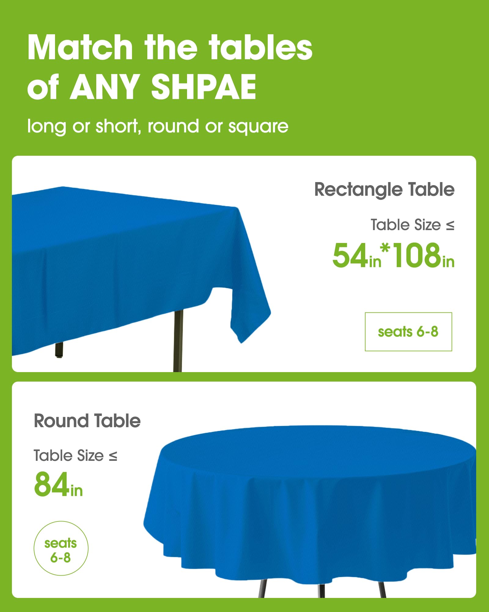 Mantel rectangular Pureegg azul cubre la mesa con resistencia.