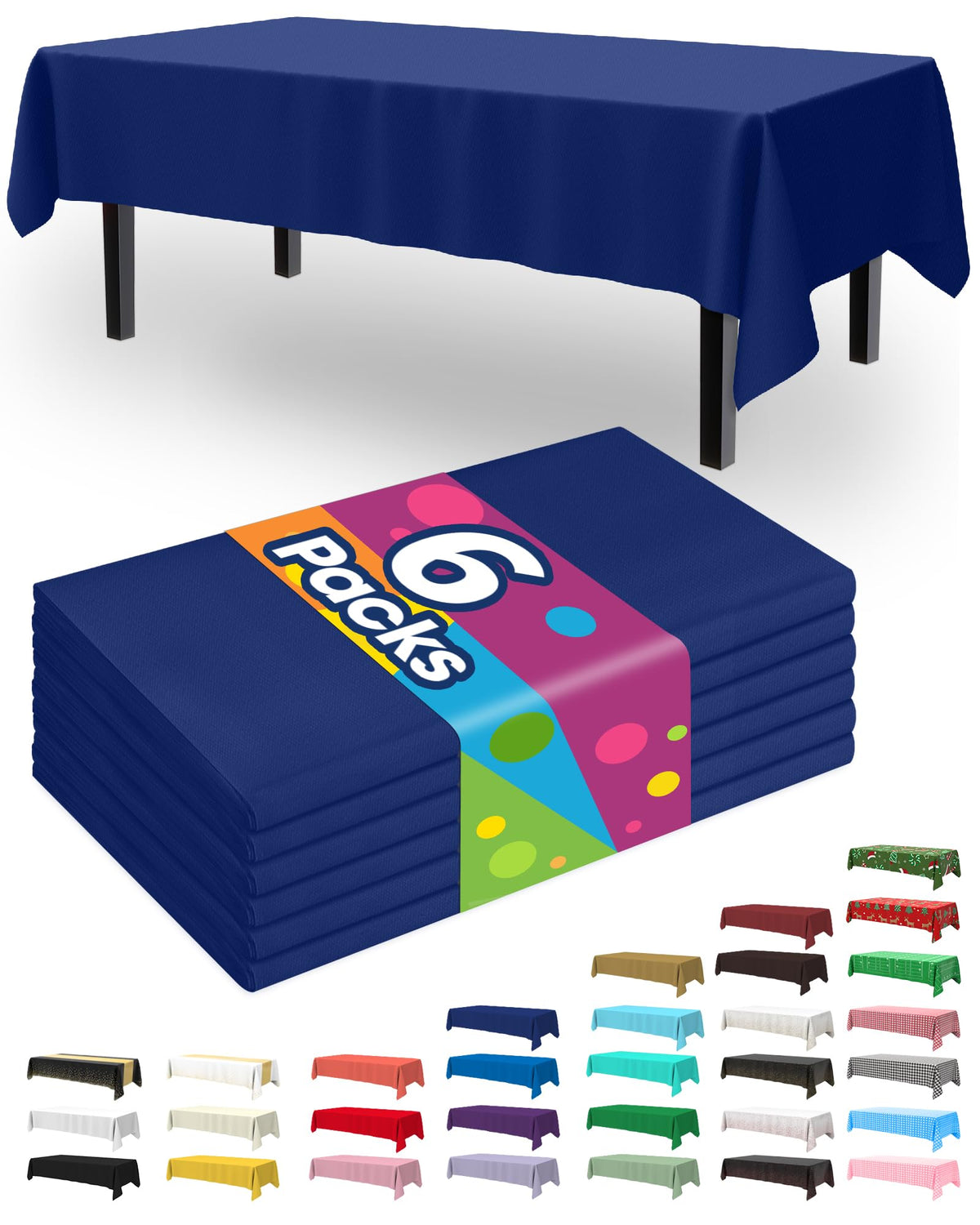 Pureegg mantel desechable azul marino rectangular 54x108 pulgadas, protección rápida para cenas