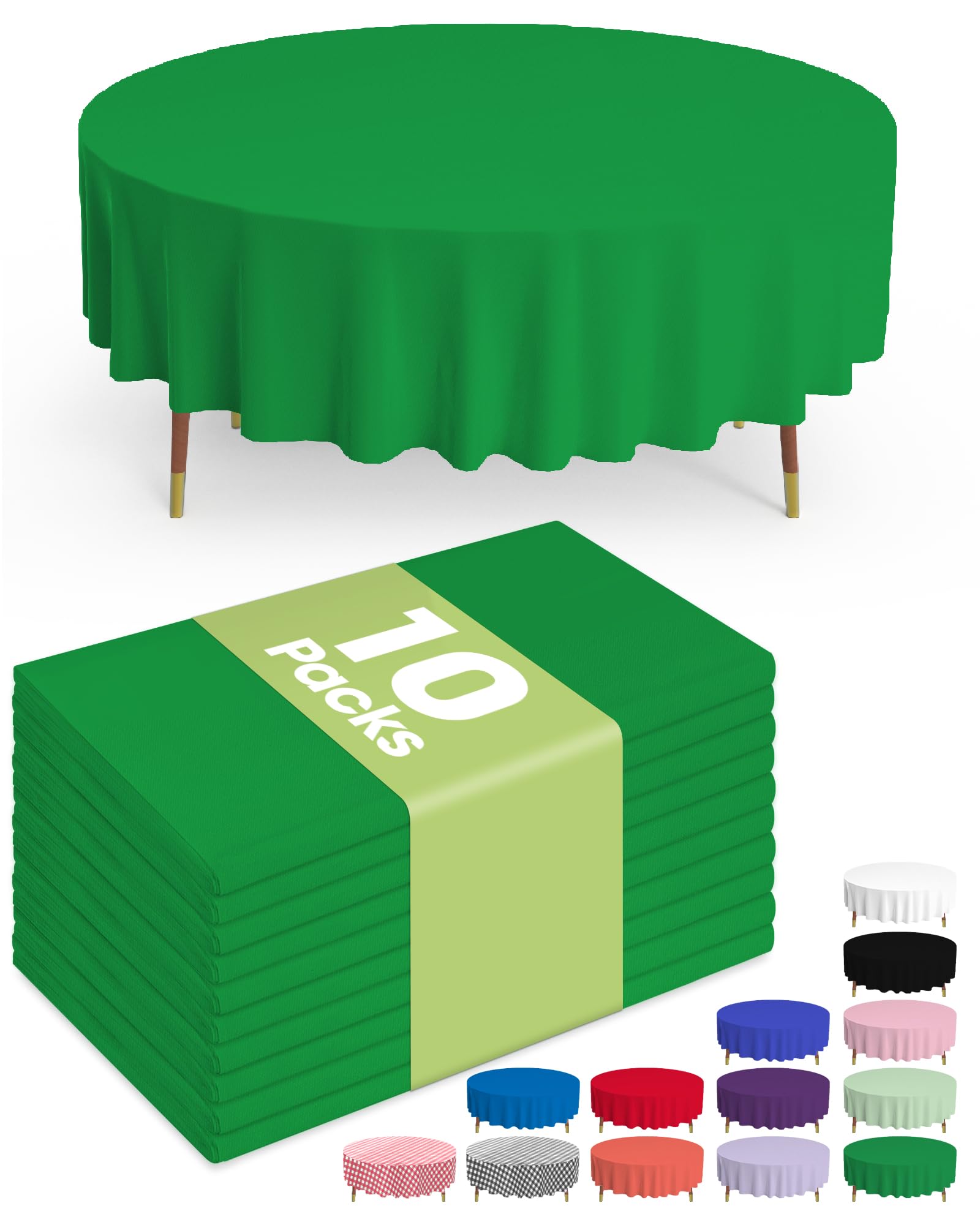 Mantel desechable Pureegg redondo de 84 pulgadas en verde bosque para fiestas