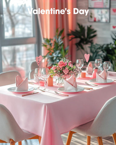 Mantel plástico rosa para eventos, fácil de desechar