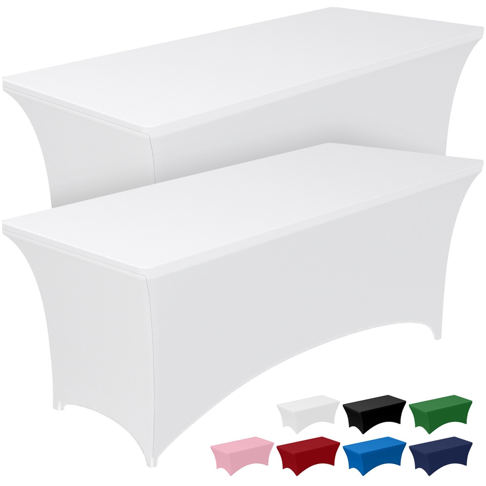 Pureegg mantel elástico de 6 pies, vista frontal, ajuste elegante para mesa rectangular.