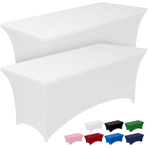 Pureegg mantel elástico de 6 pies, vista frontal, ajuste elegante para mesa rectangular.