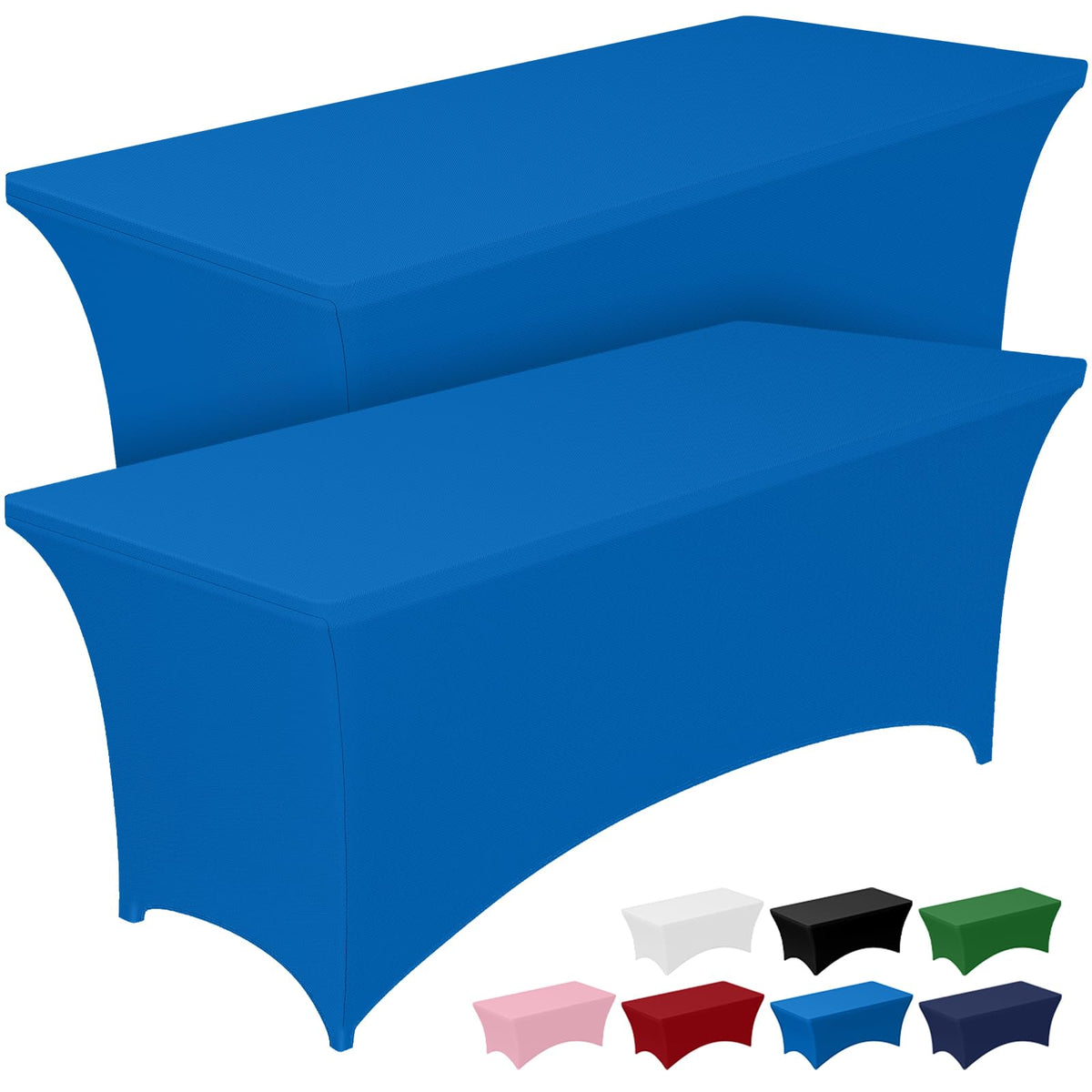 Mantel Pureegg espandex azul para mesa rectangular, elasticidad duradera para uso repetido.